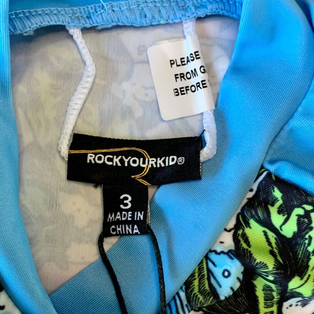ROCK YOUR BABY Dino Surf Rashguard Boys 3T 3 NWT UPF 50+ Rashie Swim Top NEW - Picture 5 of 8